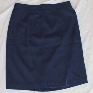 Sag Harbor Fully Lined Navy Business/Dress Skirt with Front Thigh Slit Worn Once